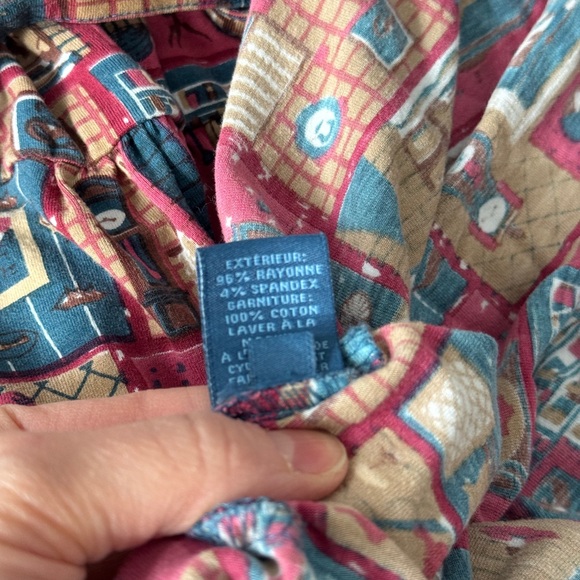 April Cornell Burgundy Patchwork Print Long Sleeve Maxi Dress - Picture 16 of 17